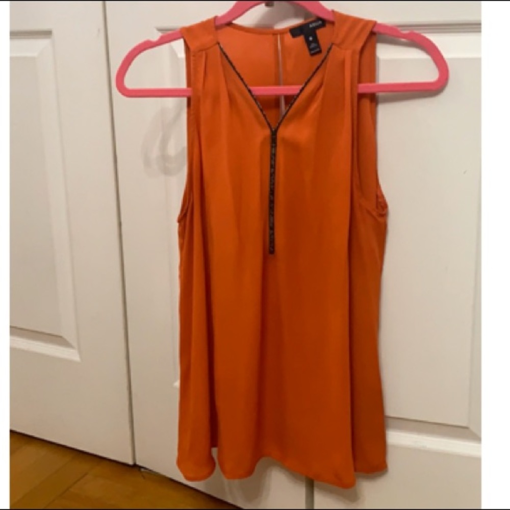 Orange Zip-Up Blouse